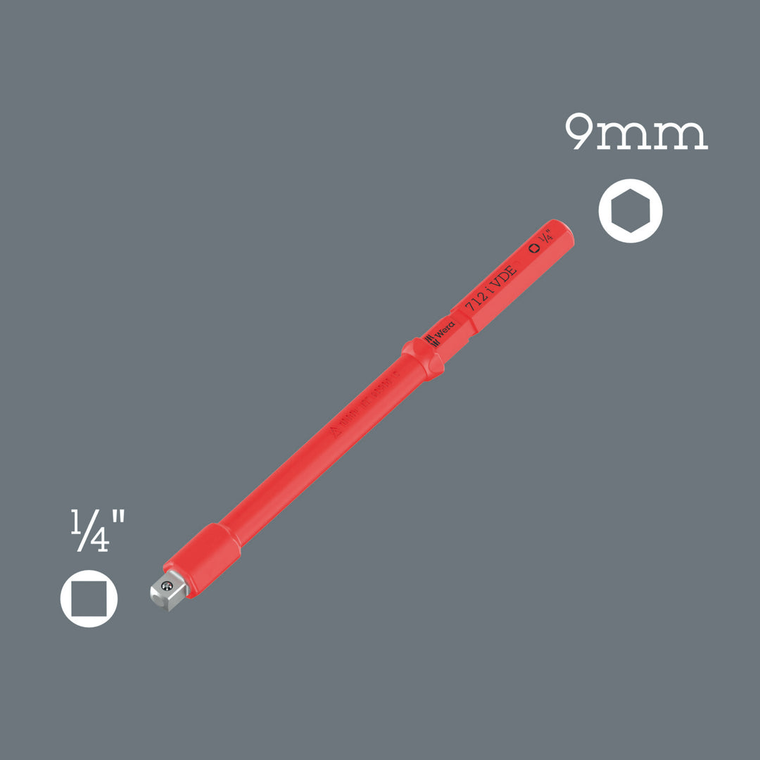 Wera Kraftform Kompakt A VDE 712 i Adapter Blade, Insulated, for 1/4" Sockets, 1/4" x 154 mm