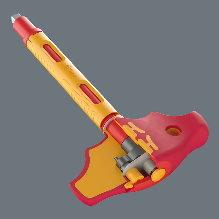 Wera 410 i VDE B RA VDE-insulated T-handle adapter screwdriver with ratchet functionality for 3/8" sockets