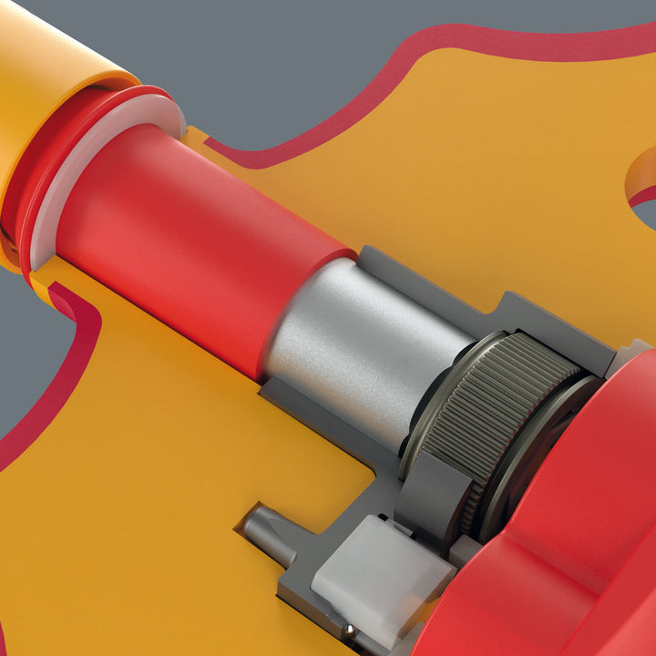 Wera 410 i VDE A RA VDE-insulated T-handle adapter screwdriver with ratchet functionality for 1/4" sockets