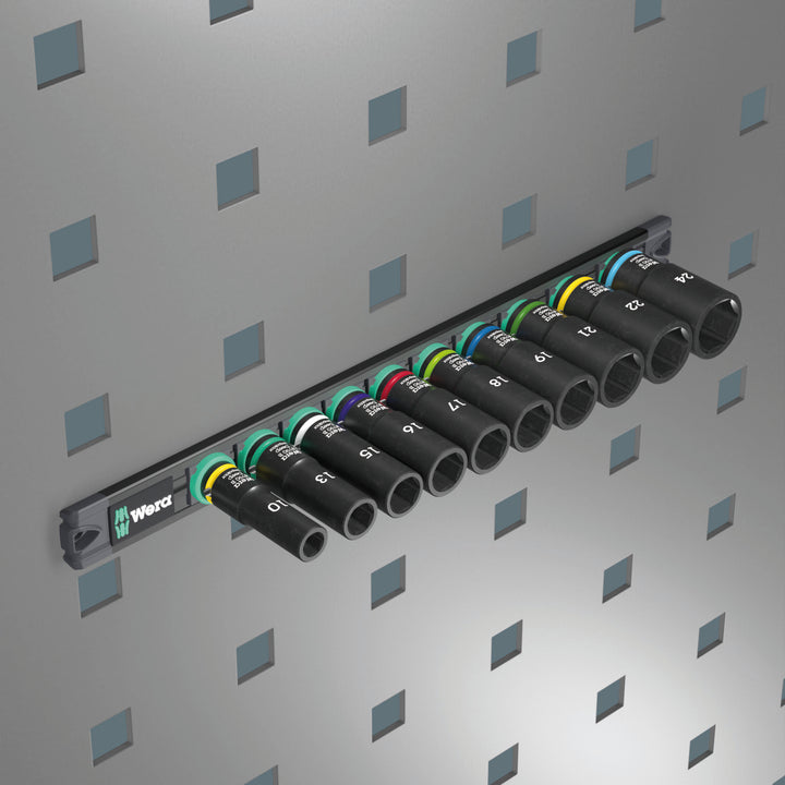 Wera 9660 Magnetic Rail B Impaktor Deep 1 Socket Set, 3/8" Drive, 10 Pc.