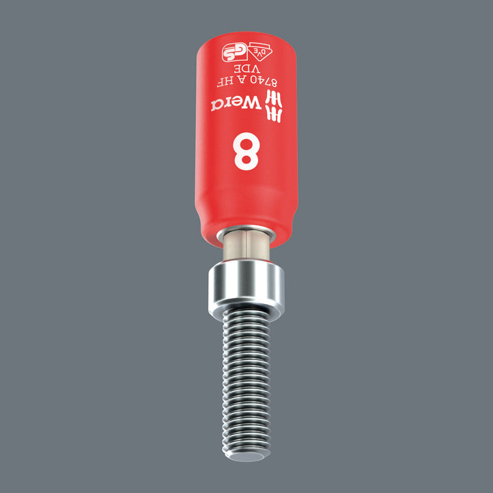 Wera 8740 A VDE HF Zyklop Bit Socket, Insulated, 1/4" Drive, with Holding Function for Hexagonal Socket Screws, 8 x 45 mm