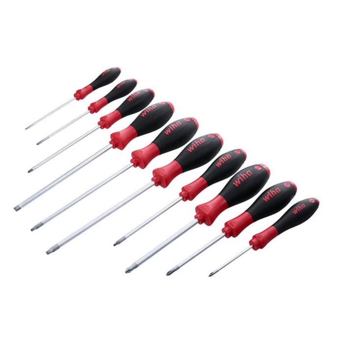 Wiha Tools 30290 SoftFinish Slotted/Phillips/Square Screwdriver Set, 10 Pc.