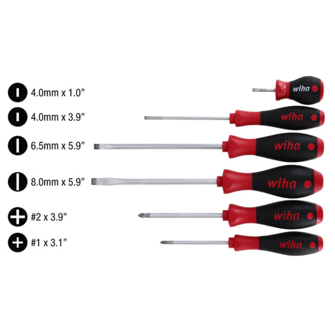 Wiha Tools 30294 SoftFinish Slotted/Phillips Screwdriver Set, 6 Pc.