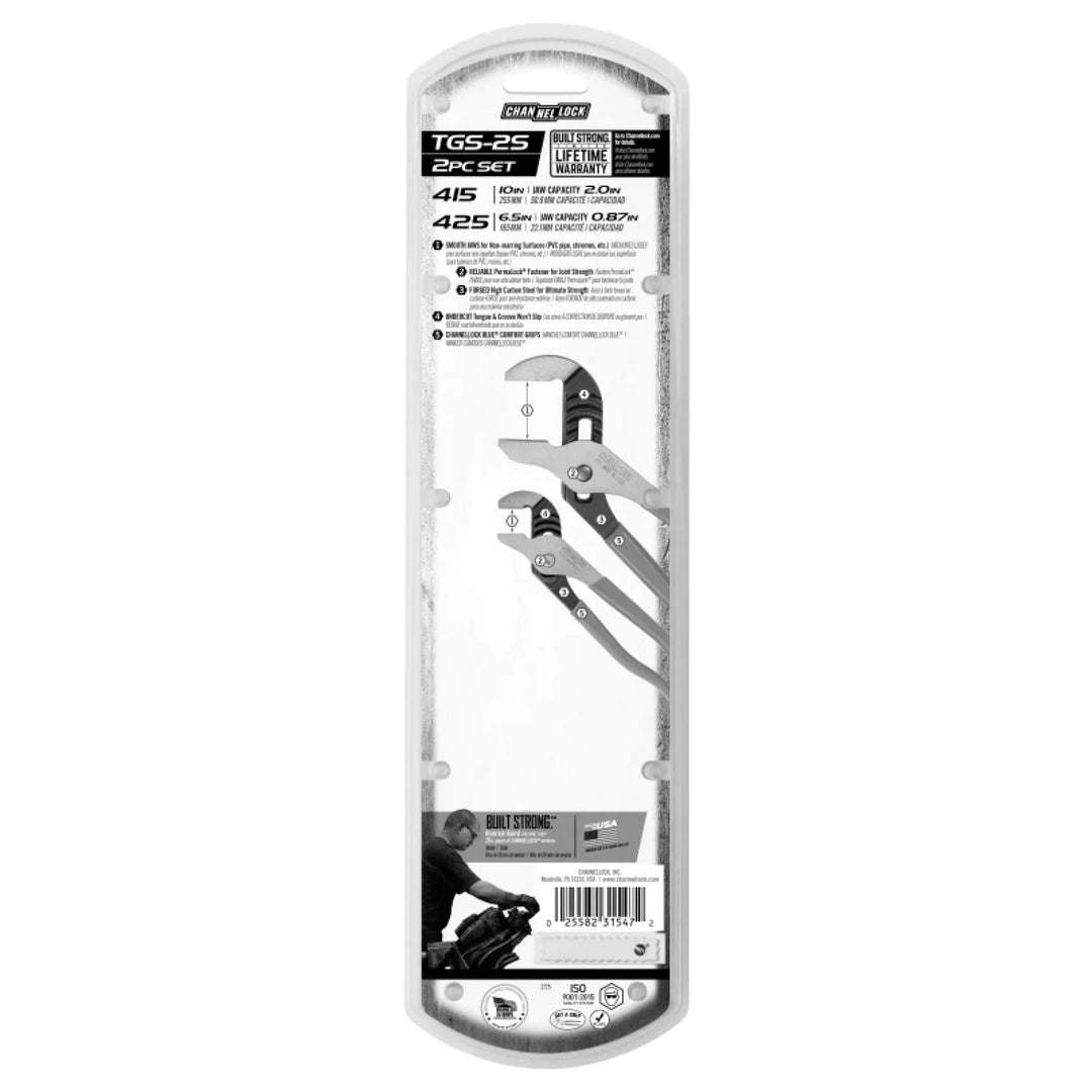 Channellock TGS-2S 2 pc. Smooth Jaw Tongue & Groove Pliers Set