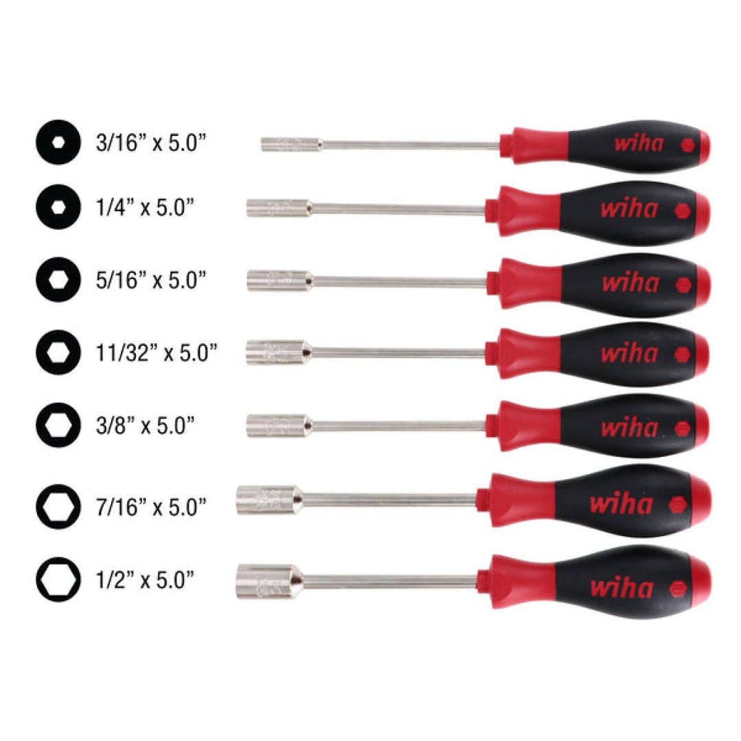 Wiha Tools 34193 7-Piece Nut Driver Set W/softfinish Handle