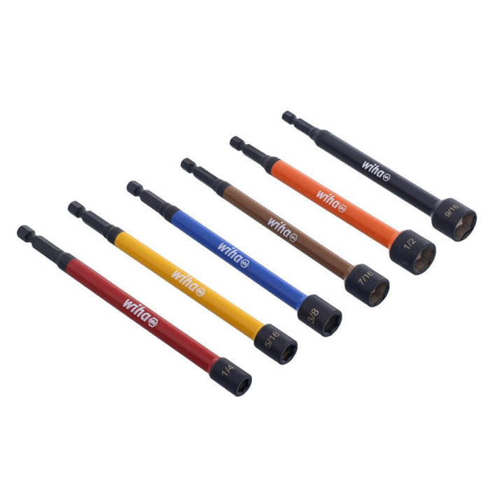 Wiha Tools 70486 Color Coded Magnetic Nut Setters Set, 6 Pc.