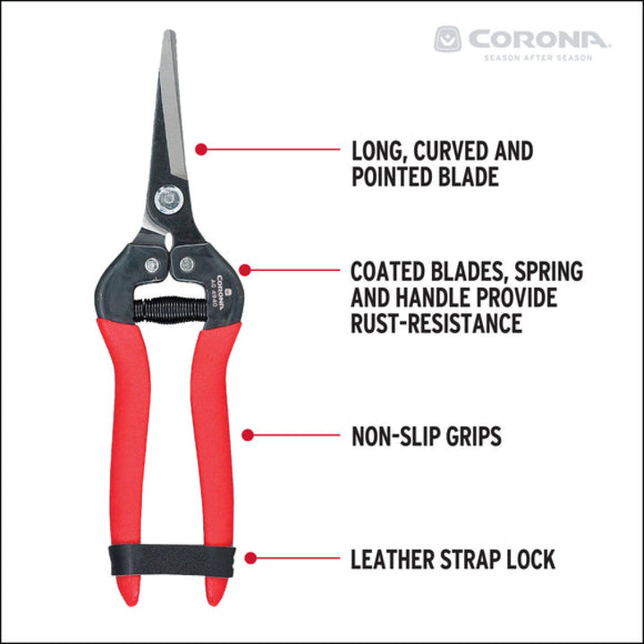 Corona AG 4940  Long Curved Snips - Tempered Steel, 1¾ Inch