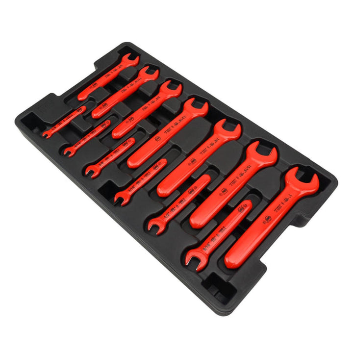 Wiha Tools 20194 Insulated Open End Inch Wrench Set w/ Tray, 13 Pc.
