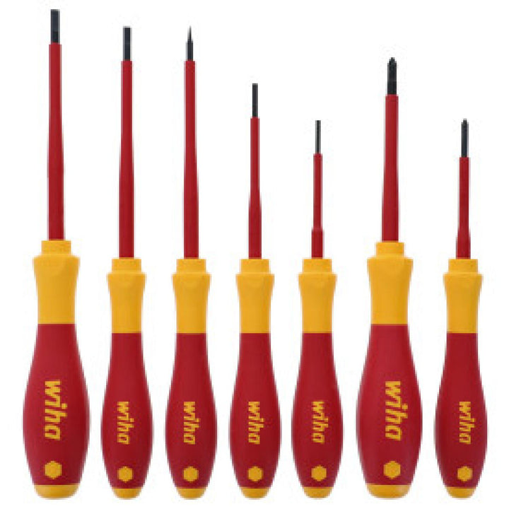 Wiha Tools 32188 Insulated Small Sizes Slotted / Phillips Screwdrivers Set, 7 Pc.