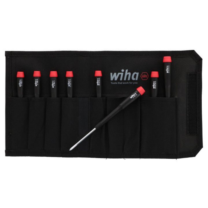 Wiha Tools 26199 Slotted and Phillips Screwdriver Set in Rugged Canvas Pouch, 8 Piece