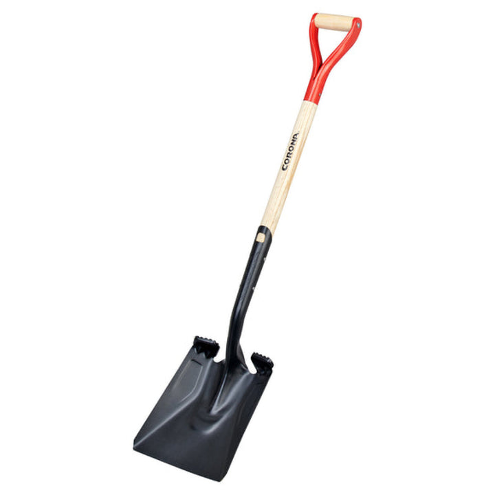 Corona SS16001 Square Point Hardwood D Grip Shovel, 14 Gauge