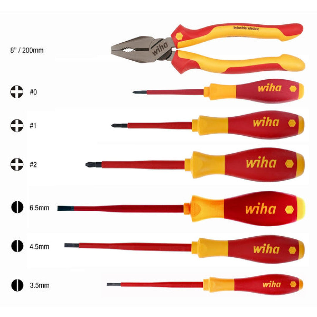 Wiha Tools 32858 7 Piece Insulated Lineman's Pliers and Screwdriver Set