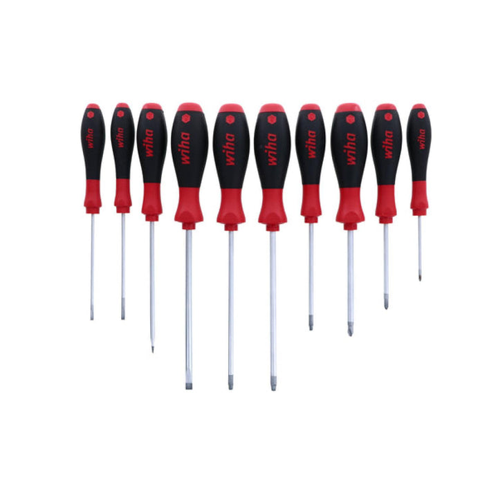 Wiha Tools 30290 SoftFinish Slotted/Phillips/Square Screwdriver Set, 10 Pc.