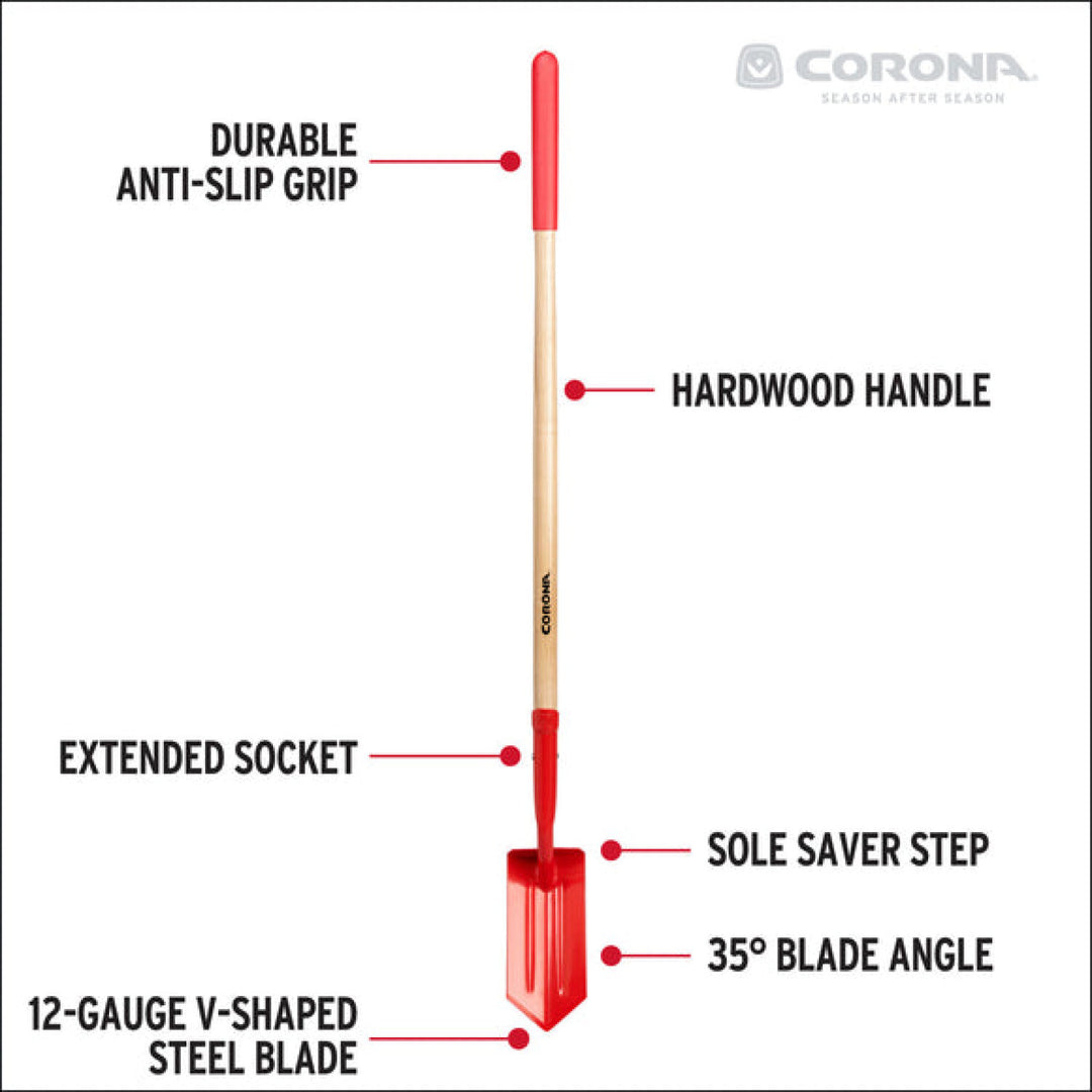 Corona SS16500  Trench Hardwood Shovel, 12 Gauge, 5 in.