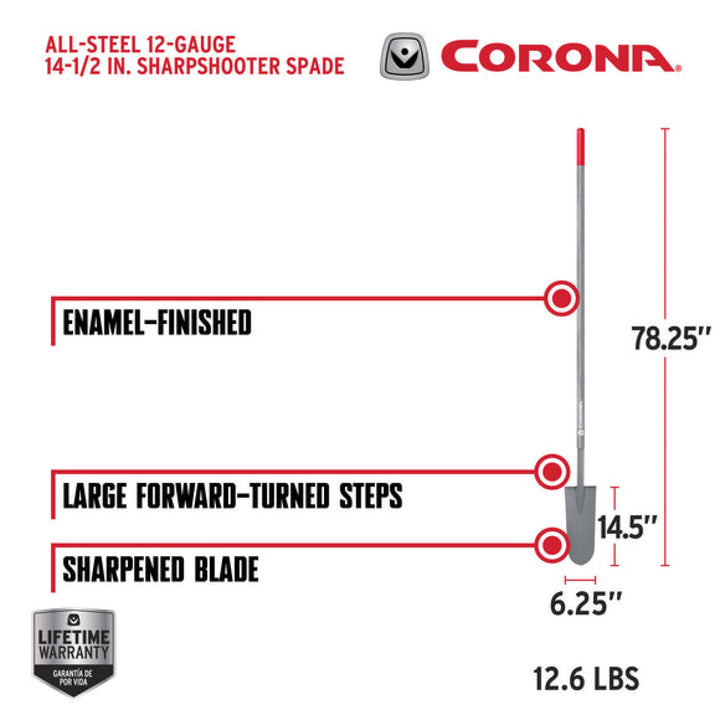 CRNA-AS 90100 · All-Steel Sharpshooter Spade - 14½" Round Point Blade