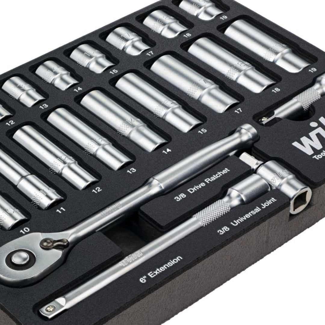 Wiha 33795 24 Piece 3/8” Drive Professional Socket Tray Set - Metric