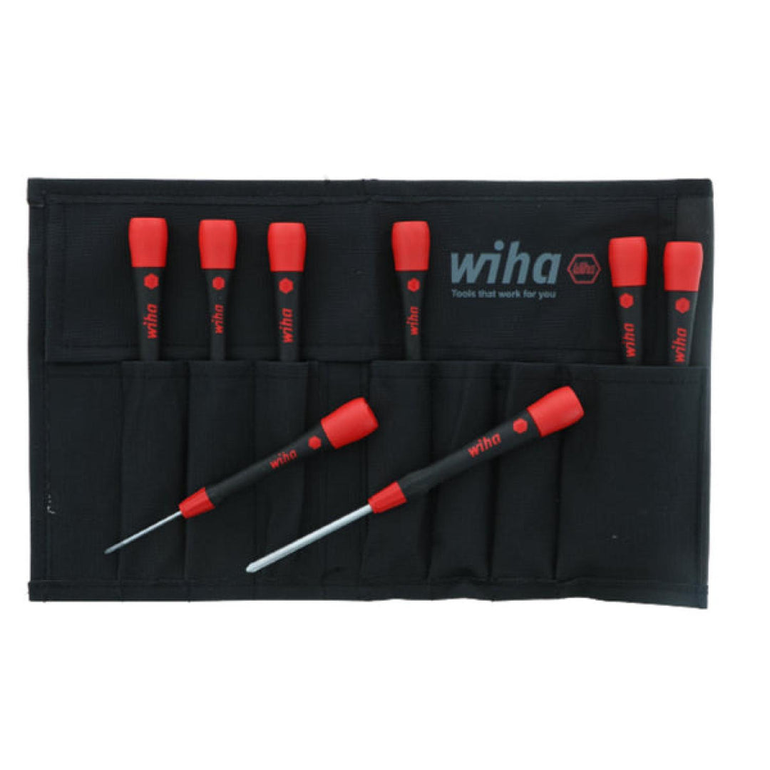 Wiha Tools 26193 PicoFinish Precision Slotted/Phillips Screwdrivers 8 Piece Set in Canvas Pouch