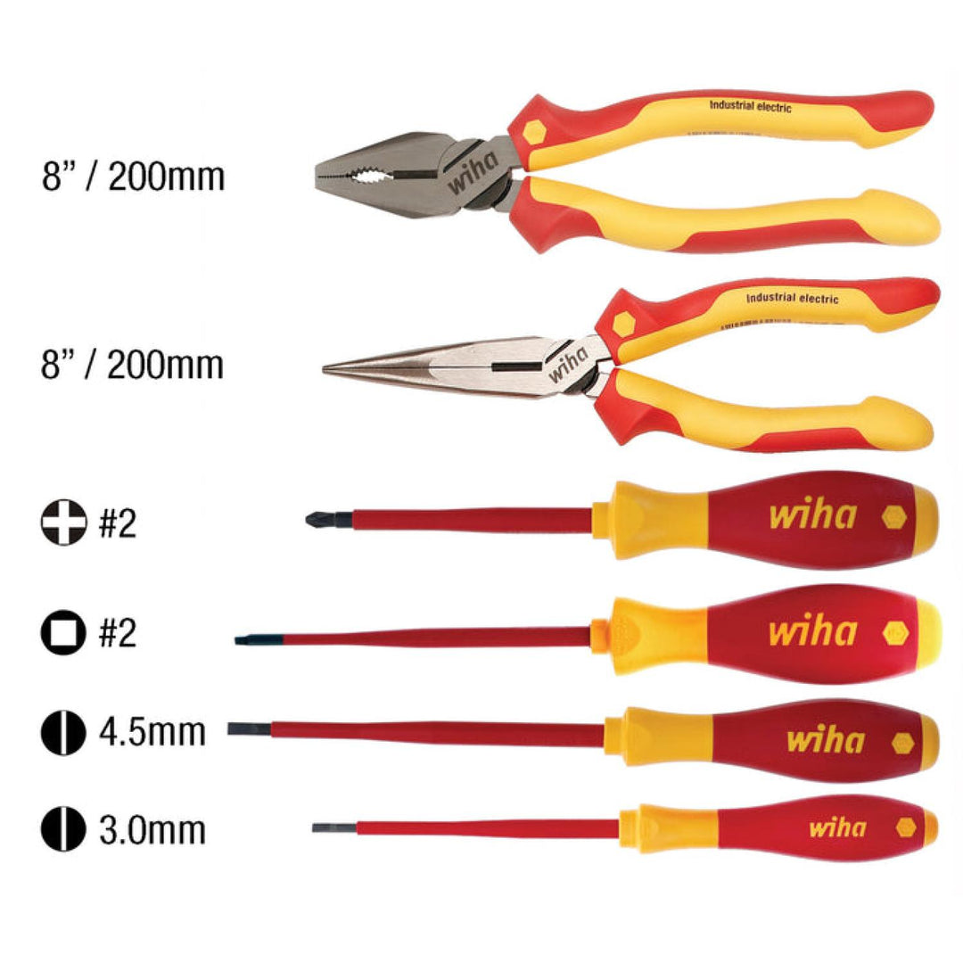 Wiha Tools 32984 Insulated Industrial Combination Pliers and Screwdriver Set, 6 Pc.