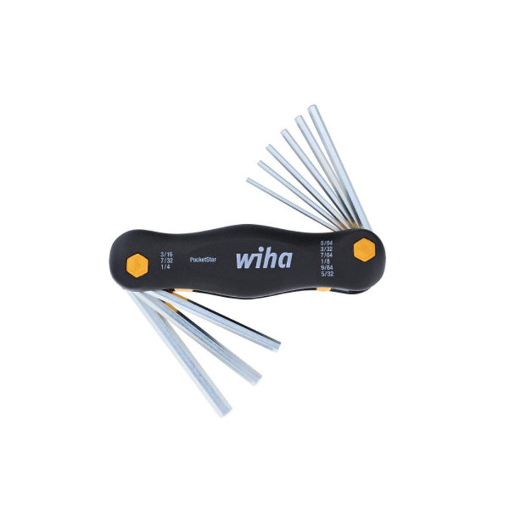 Wiha Tools 35197 PocketStar Fold Out Inch Hex Set, 5/64" - 1/4", 9 Pc.