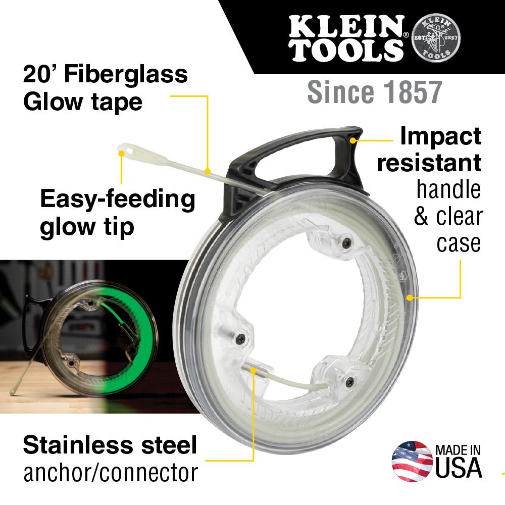 Stainless Steel Klein 50550 Klein Tools 50550 Glow Fish Tape, 20