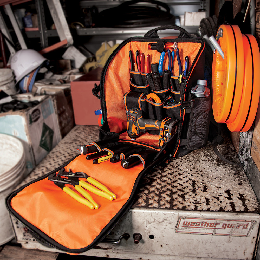 Klein Tools 55482 Tradesman Pro Tool Station Backpack, 21 Pockets