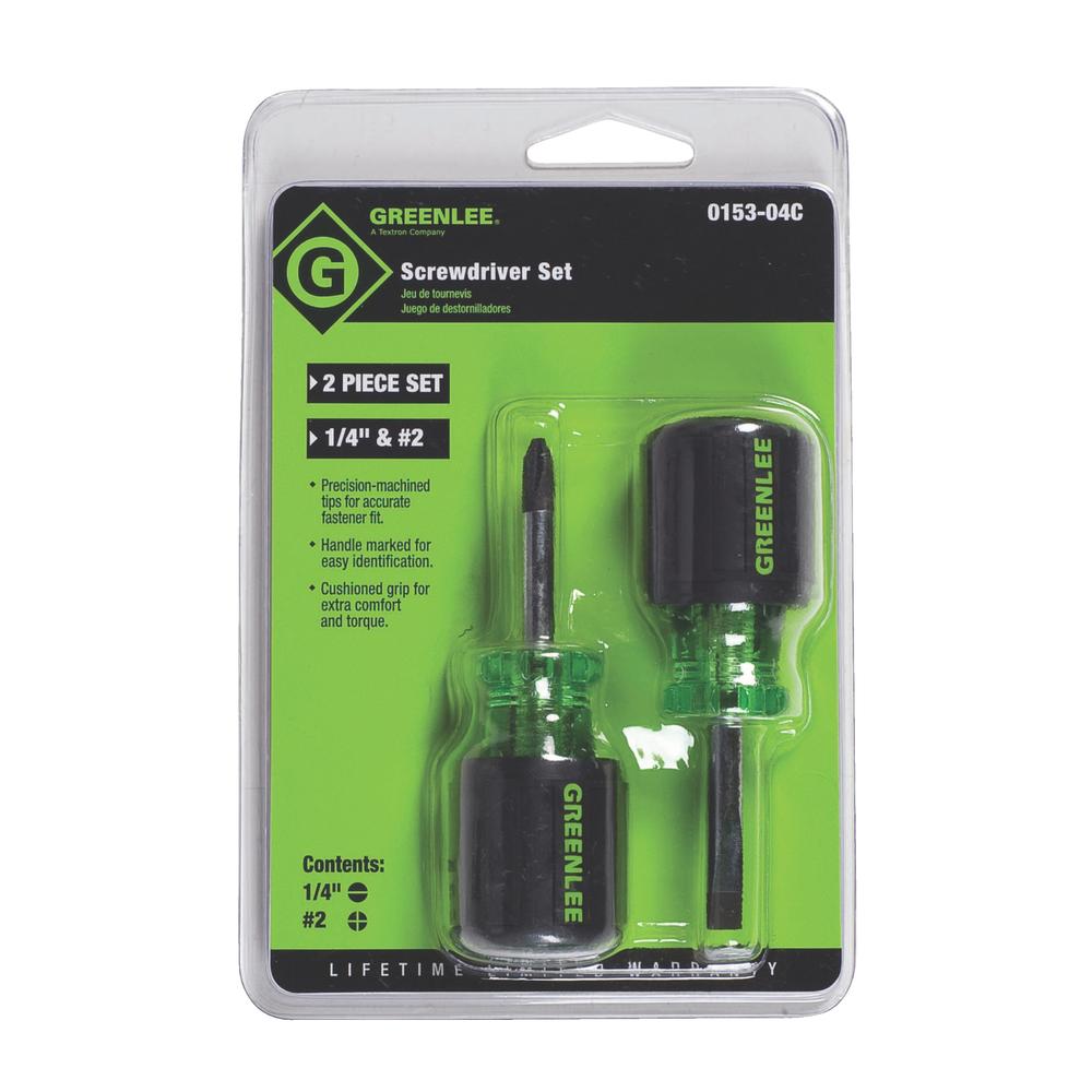 Greenlee 0153-04C Stubby Screwdriver Set - 2 pieces - 1.5 in