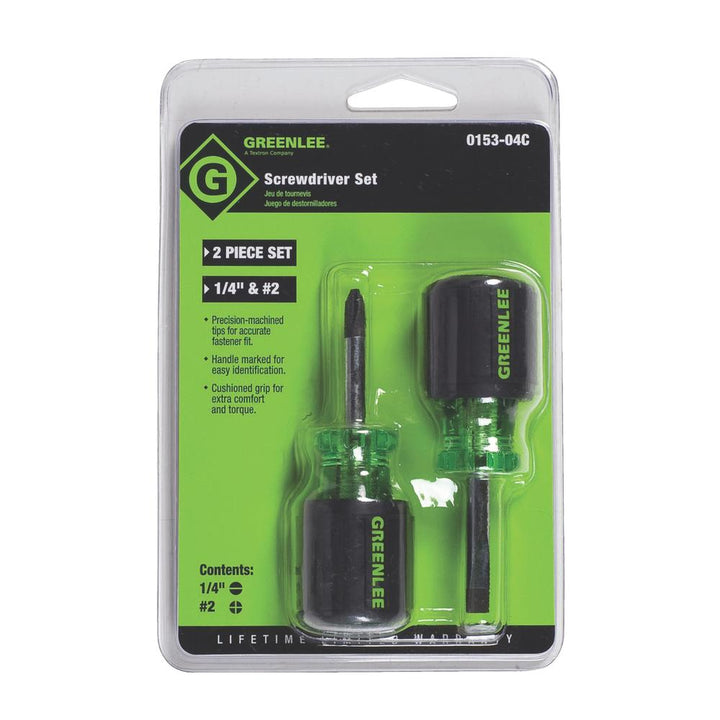 Greenlee 0153-04C Stubby Screwdriver Set - 2 pieces - 1.5 in