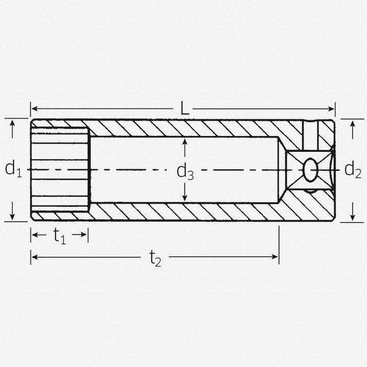 Stahlwille 01240008 40DL Extra Deep 12-pt Socket, 8 mm 1/4" Drive