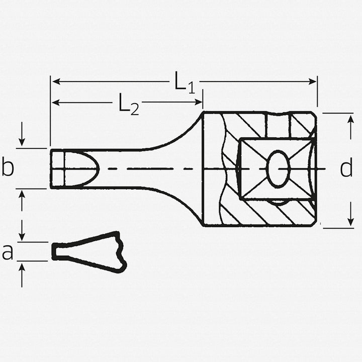 Stahlwille 01280010 41K Slotted Socket, 1x5,5 mm 1/4 inch Drive