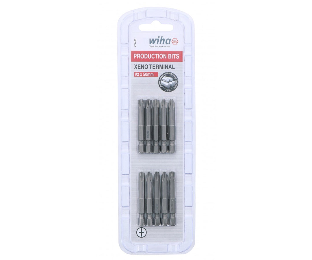 Wiha Tools 71453 Xeno Terminal Block Power Bits, #2 x 50 mm, 10 Pk.
