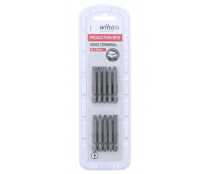 Wiha Tools 71453 Xeno Terminal Block Power Bits, #2 x 50 mm, 10 Pk.
