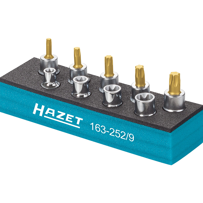 Hazet 163-252/9 TORX® Tool Set, 3/8" Drive, 9 Pieces