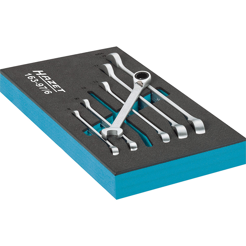 Hazet 163-97/6 Ratcheting Combination Wrench Set, 6 Pieces