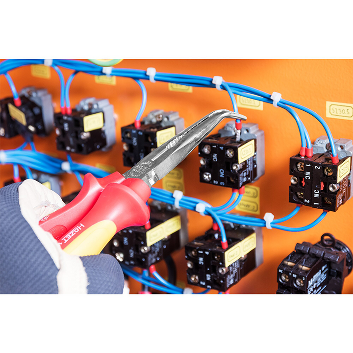 Hazet 1841BVDE-33 Snipe Nose Pliers with Protective Insulation, Curved