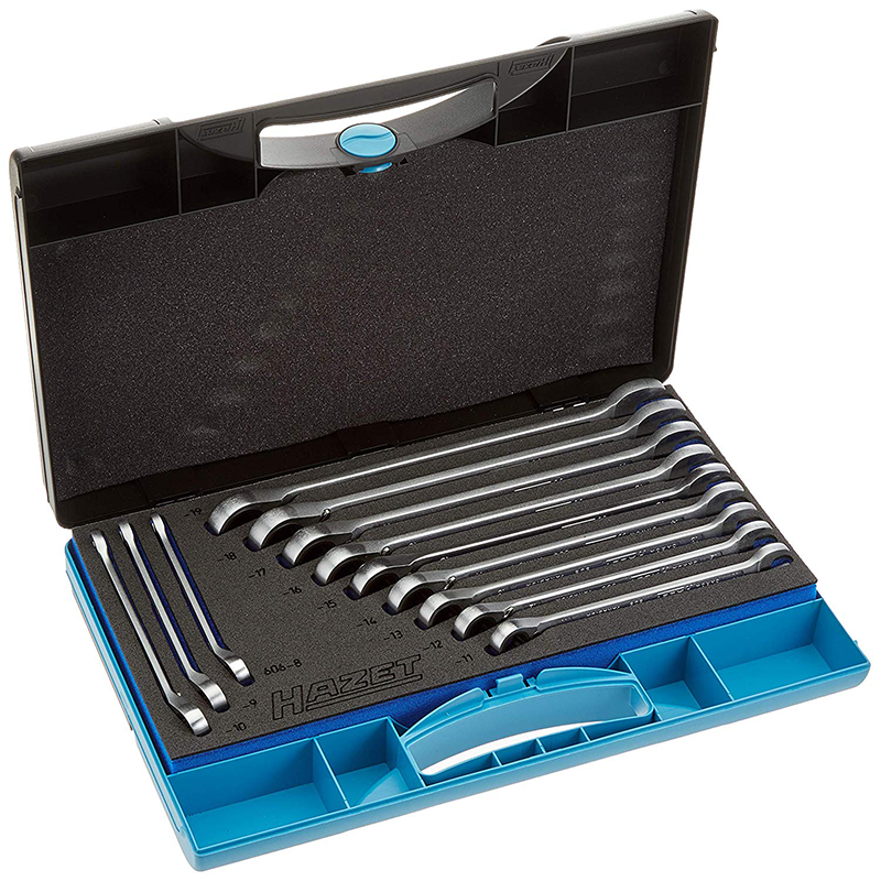 Hazet 606N/12 Ratcheting combination wrench set 12 pc metric with case 8-19mm