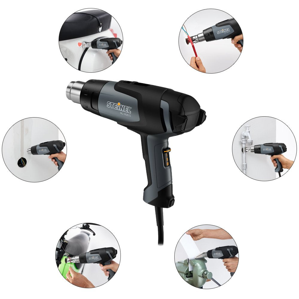 Steinel HL 1820 S Multi-Purpose Heat Gun, 1400 W, Hot Air Gun for Shrink Wrapping, Soldering Sleeves, Variable Temperature and Airflow