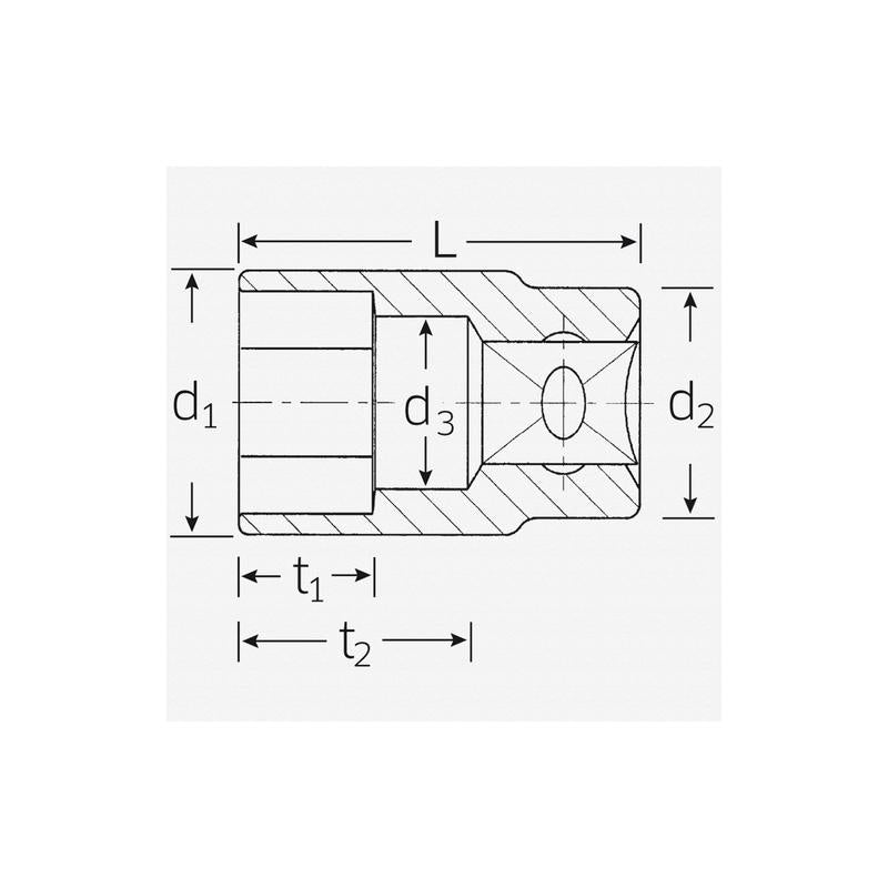 Stahlwille 03030021 52 1/2" 6-pt Socket, 21 mm