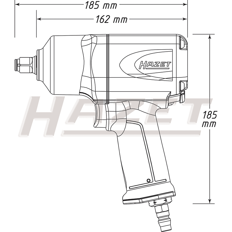 Hazet 9012EL-SPC/4 Pneumatic Impact Wrench with Assortment, 1700 Nm, 1/2", 4 Pc.