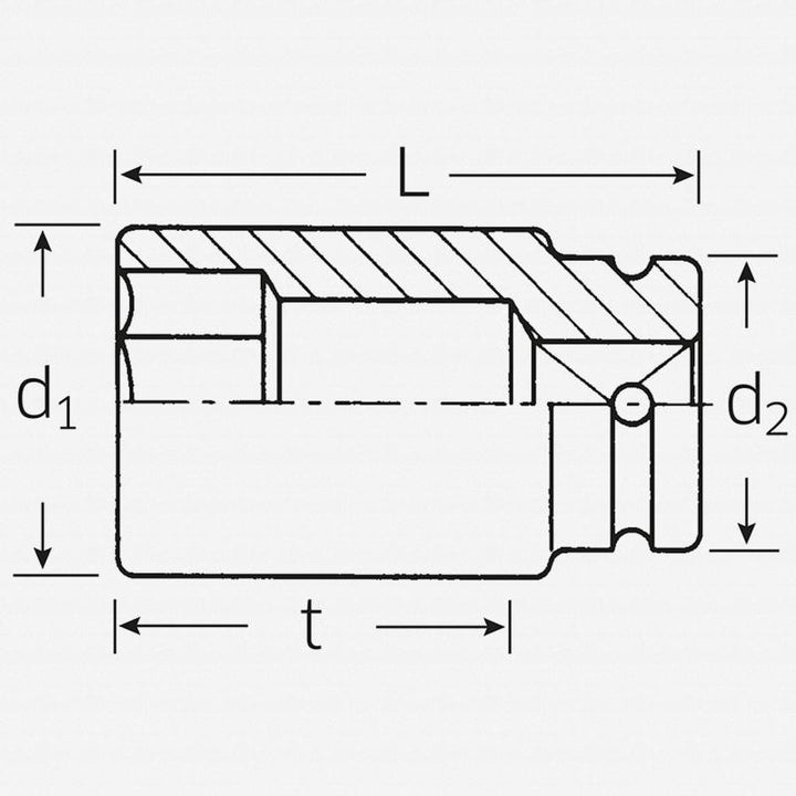 Stahlwille 25020046 56IMP 3/4" 6-pt Extra Deep Impact Socket, 46 mm