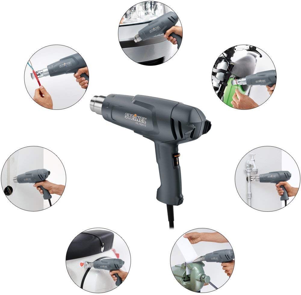 Steinel HL 1620 S Multi-Purpose Heat Gun, 1300 W, Dual Temperature Heat Tool with Adjustable Airflow, for Shrink wrap and Shrink tubing