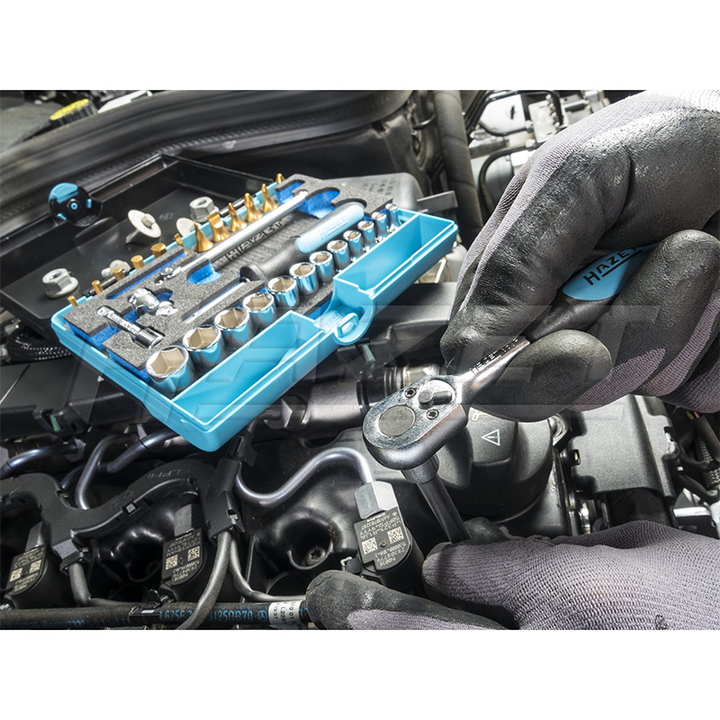 Hazet 854 1/4" 30 Pc Socket and Bit Titanium-Nitride Set