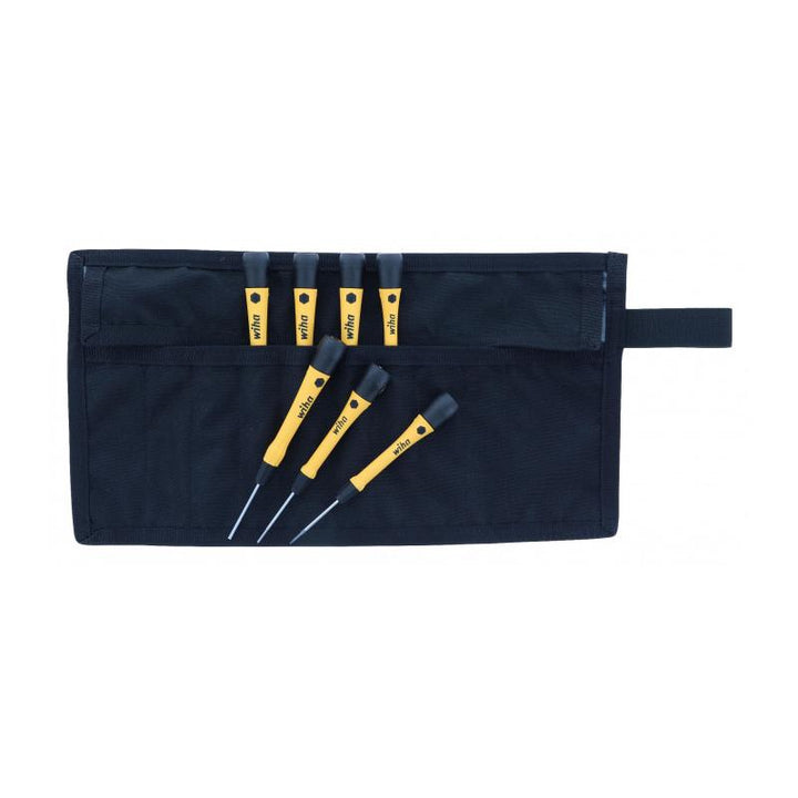 Wiha Tools 27589 7 Piece ESD Safe PicoFinish Precision Hex Metric Screwdriver Set with Canvas Roll Pouch