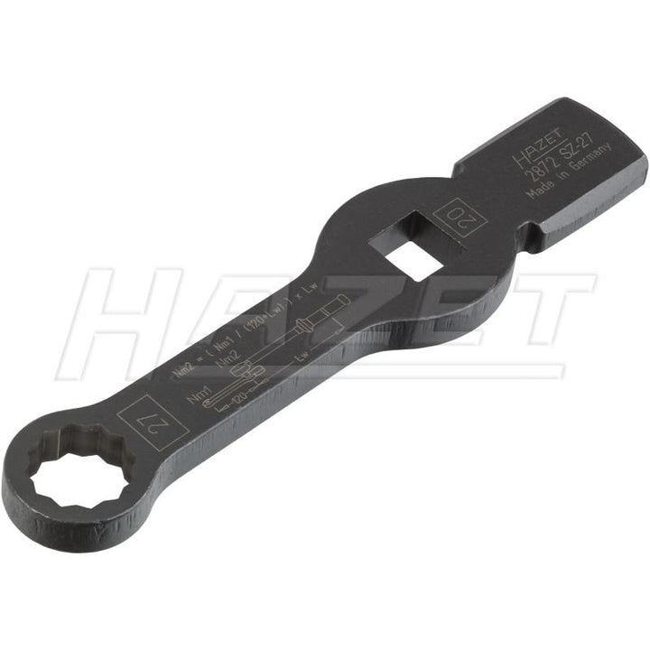 Hazet 2872SZ-27 Box-End Wrench - Striking Face Pattern with 2 Striking Faces, 12-Point, 27mm
