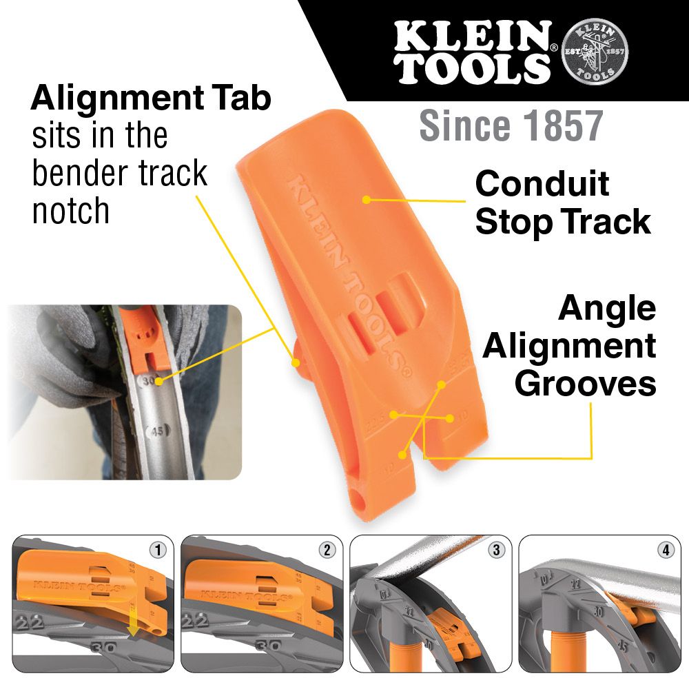 Klein Tools 51607 Aluminum Conduit Bender 3/4-Inch EMT, Wide Foot Pedal, Benchmark Symbols and  Angle Setter Technology