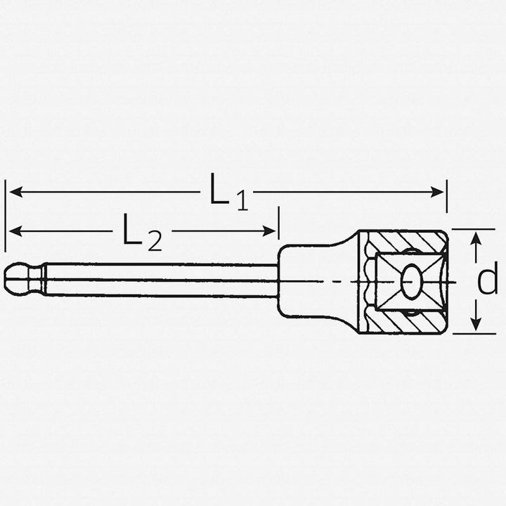 Stahlwille 03280008 54KK 1/2" Hex Ball End Socket, 8 mm