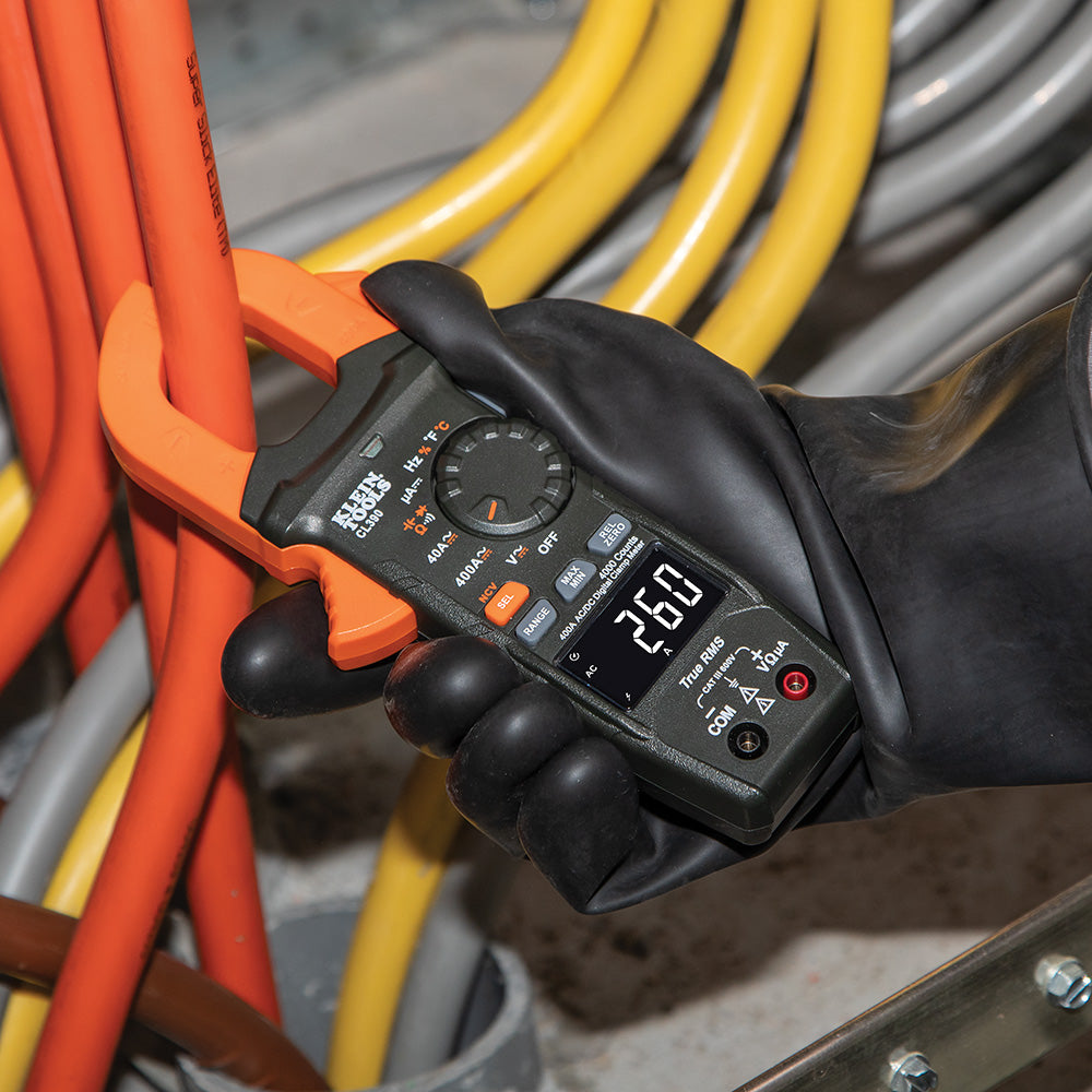 Klein Tools CL390 Digital Clamp Meter, Auto Ranging 400 AMP Measures Electronic AC/DC Voltage AC/DC Current Resistance  and TRMS