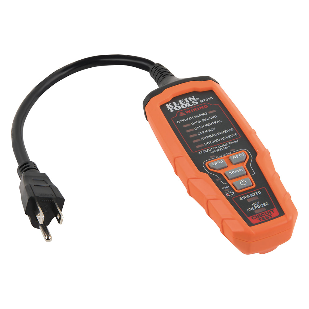 Klein Tools RT310 AFCI and GFCI Outlet and Device Tester for North American AC Electrical Outlet Receptacles