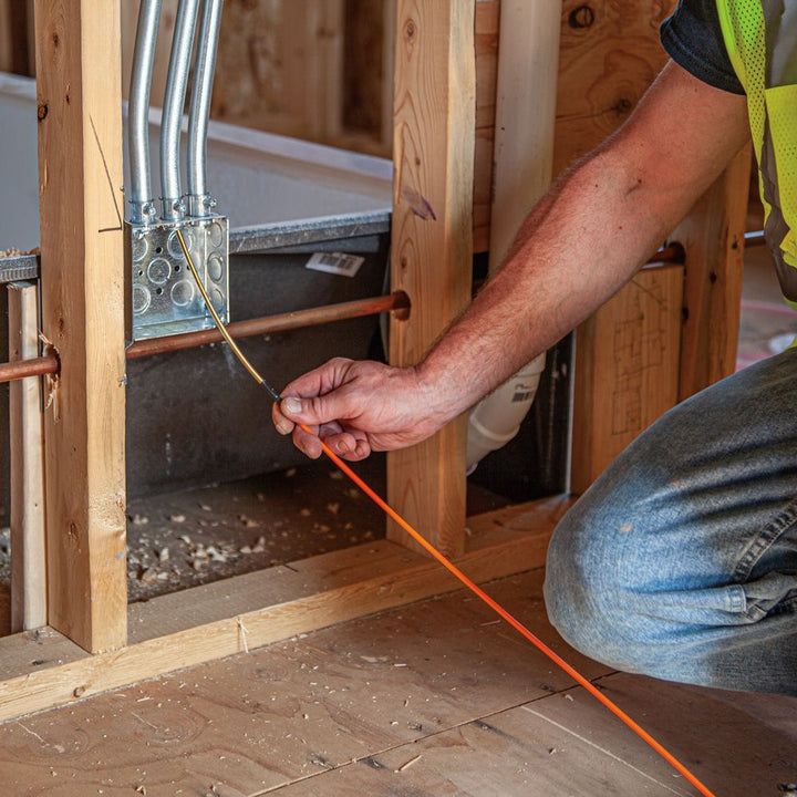 Klein Tools 56351 Fiberglass Fish Tape with Spiral Steel Leader, 100-Foot