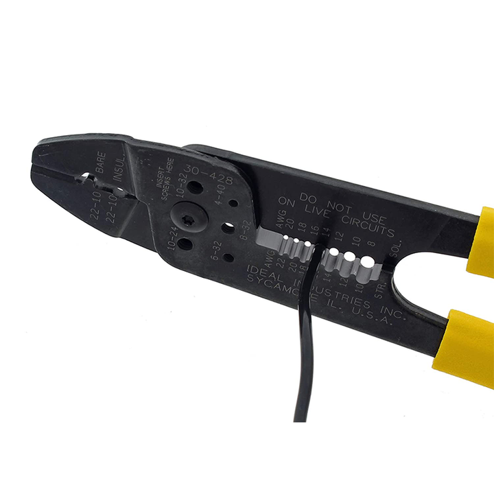 Ideal 30-428 Combination Crimp and Strip Tool, Cushioned Comfort-Grip Handle, Yellow