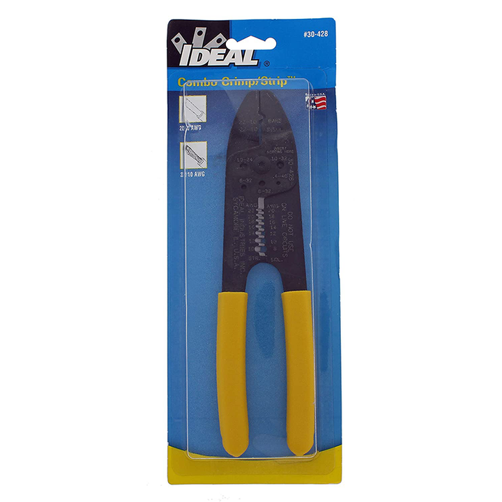 Ideal 30-428 Combination Crimp and Strip Tool, Cushioned Comfort-Grip Handle, Yellow
